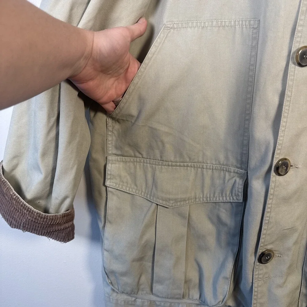 Woodlake Barn Coat Chore Jacket Mens Tan Corduroy Collar Unlined‎ Long Sz Large